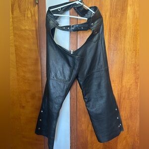 Men's Premium Black Leather Riding Chaps